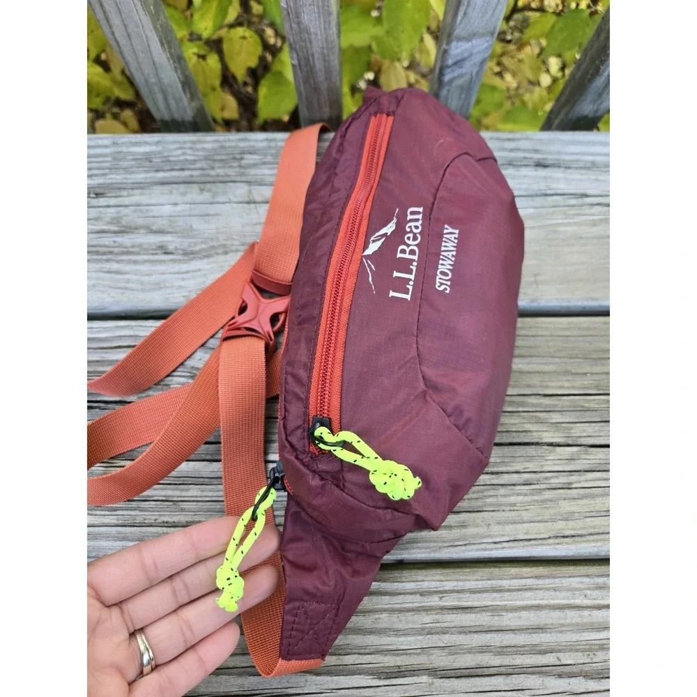 LL Bean Stowaway Hip/Waist Fanny Pack Bag Maroon & Orange Gorpcore